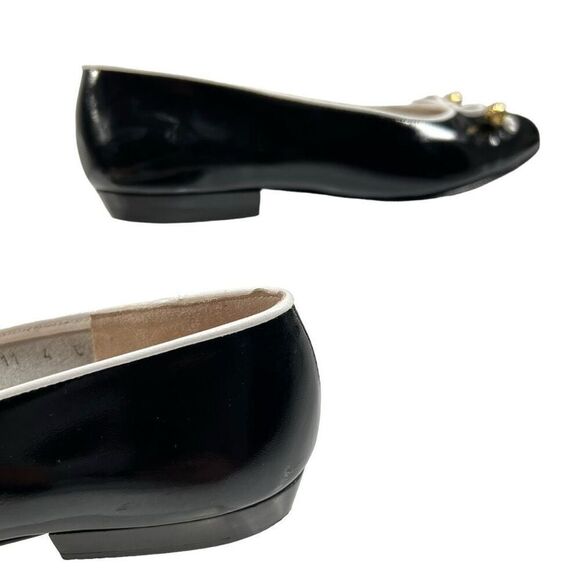 Salvatore Ferragamo Women's 4C Black Leather Bow Accent Ballet Flats Size 4C - Picture 9 of 11